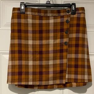 SO Checkered Mini Skirt with Button Accents
